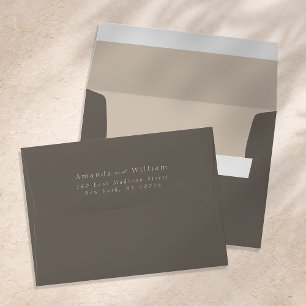 Luxury Taupe Wedding Envelope with Return Address