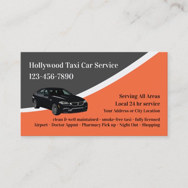 Luxury Taxi Car Service Business Cards (Front)