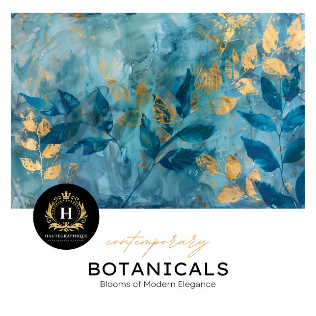 Luxury Teal and Gold Wedding Botanical Decoupage Tissue Paper (Creator Uploaded)