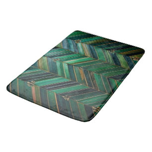 Luxury Teal Chevron & Gold Inlay Bath Mat