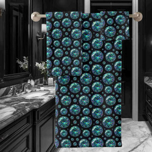 Luxury Teal Diamond Gemstones Towel Set