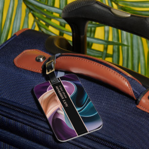 Luxury teal plum violet beige elegant glam chic luggage tag