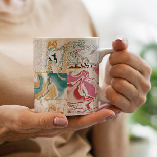Luxury Teal & Rose Gold Marble Swirl Fluid Marble Coffee Mug