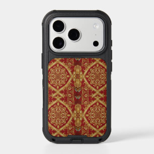Luxury Tech: Golden Red Ornate Pattern iPhone Cove