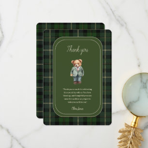 Luxury teddy bear baby shower thank you card