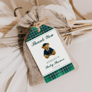 Luxury Teddy Bear Preppy Baby Shower Thank You Gift Tags