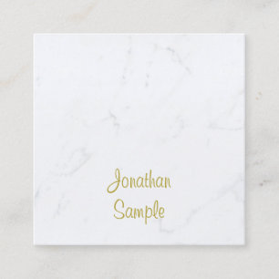 Luxury Template Modern White Marble Gold Script Square Business Card