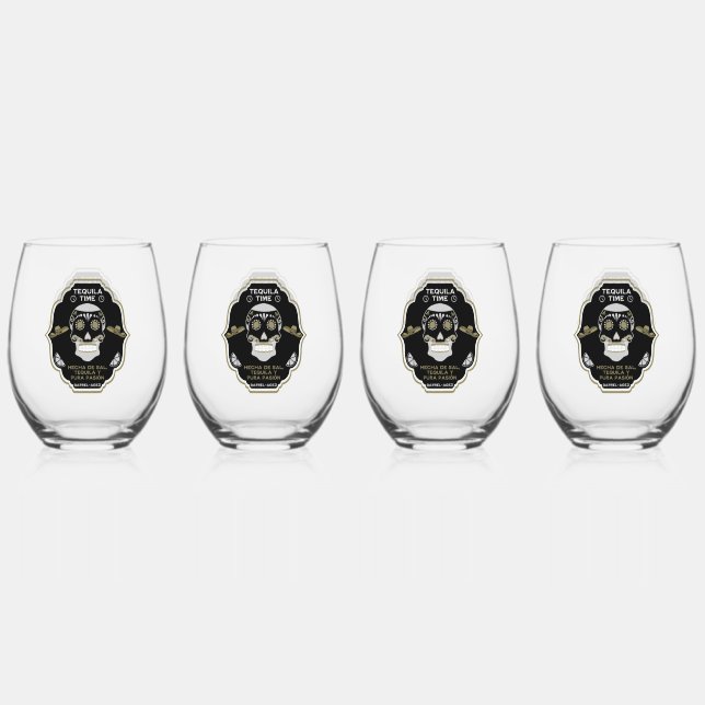 Luxury Tequila Gift Stemless Wine Glass (Front)