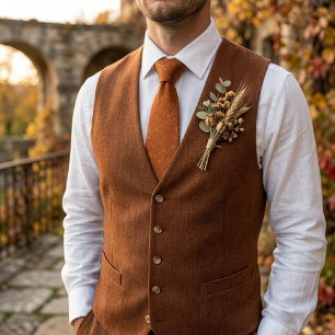 Luxury Terracotta Burnt Orange Jacquard Tie