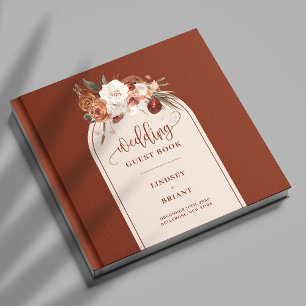 Luxury Terracotta Pampas Grass Boho Floral Wedding Guest Book