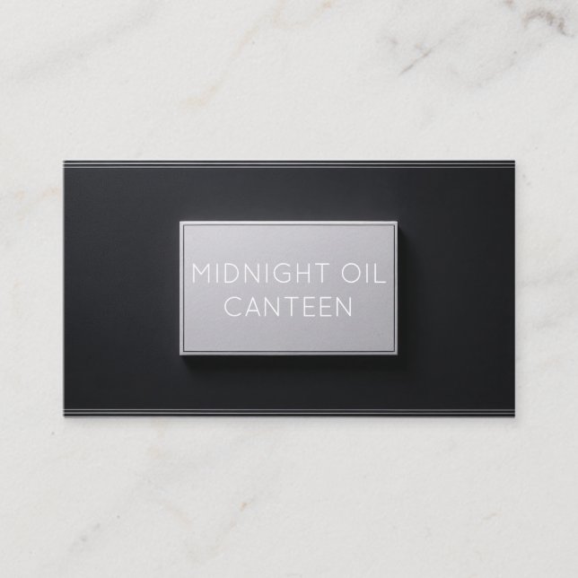 Luxury Textured Black and Silver Minimalist Business Card (Front)