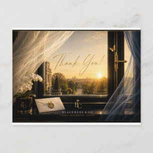 Luxury Thank You Postcard   Golden Window Scene   