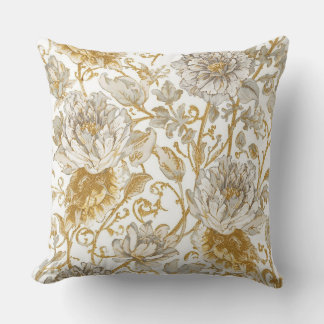 Luxury,The Beauty of Blooming Gold Flowers Patter Cushion