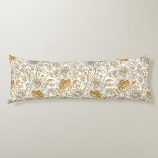 Luxury,The Beauty of Blooming Gold Flowers Pattern Body Cushion