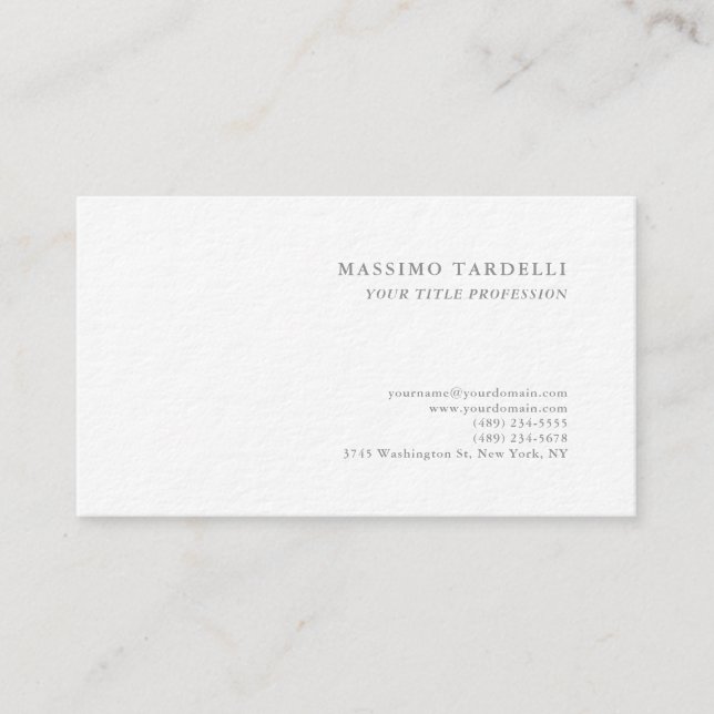 Luxury Thick Classical Plain Professional Business Card (Front)