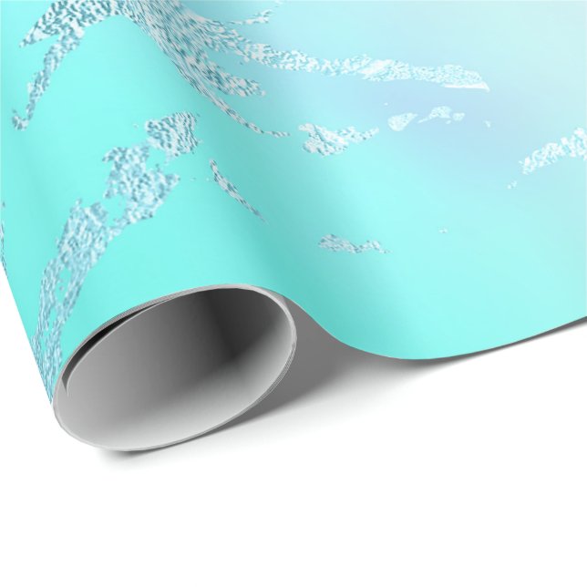Luxury Tiffany Aqua Mint Blue Pastel Purple Marble Wrapping Paper (Roll Corner)
