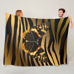 Luxury Tiger Butterfly Trendy Line Fleece Blanket