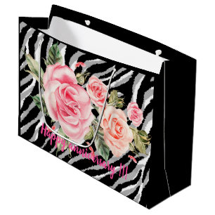 Luxury Tiger Rose Trendy Line Large Gift Bag