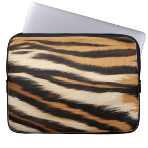 Luxury Tiger Skin Faux Fur Wild Animal Stripe Laptop Sleeve