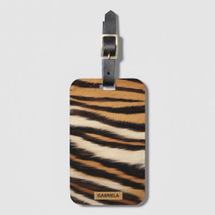 Luxury Tiger Skin Faux Fur Wild Animal Stripe Luggage Tag
