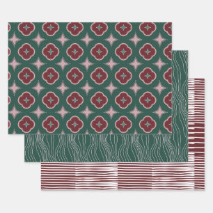 Luxury tile pattern, graceful lines, crossed paths wrapping paper sheet