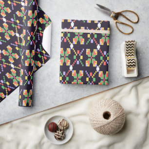 Luxury Traditional Songket Pixel Embroidery Motif  Wrapping Paper