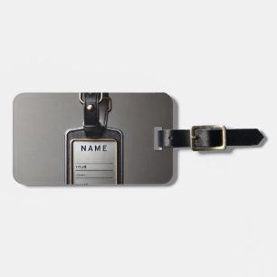 Luxury TravelTag  Metallic Look With Leather Strap Luggage Tag