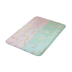 Luxury Trendy Blush Pink Soft Mint Gold Collection Bath Mat