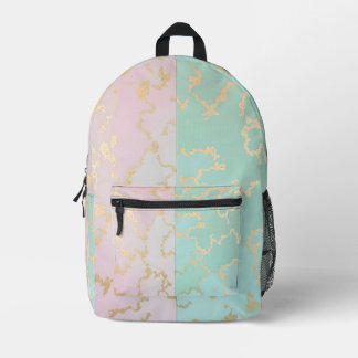 Luxury Trendy Blush Pink Soft Mint Gold Collection Printed Backpack