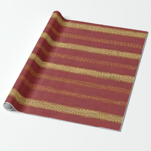 Luxury Trendy Burgundy Gold Linen Collection Wrapping Paper