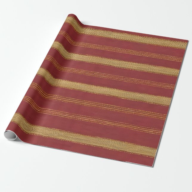Luxury Trendy Burgundy Gold Linen Collection Wrapping Paper (Unrolled)