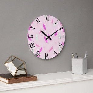 Luxury Trendy Feathers Boho Collection Large Clock