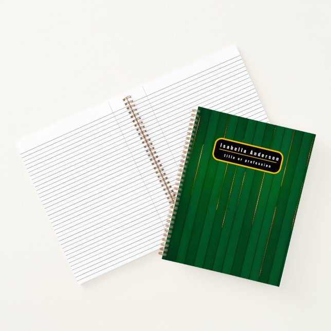 Luxury Trendy Green Gold Linen Texture Collection Notebook (Inside)