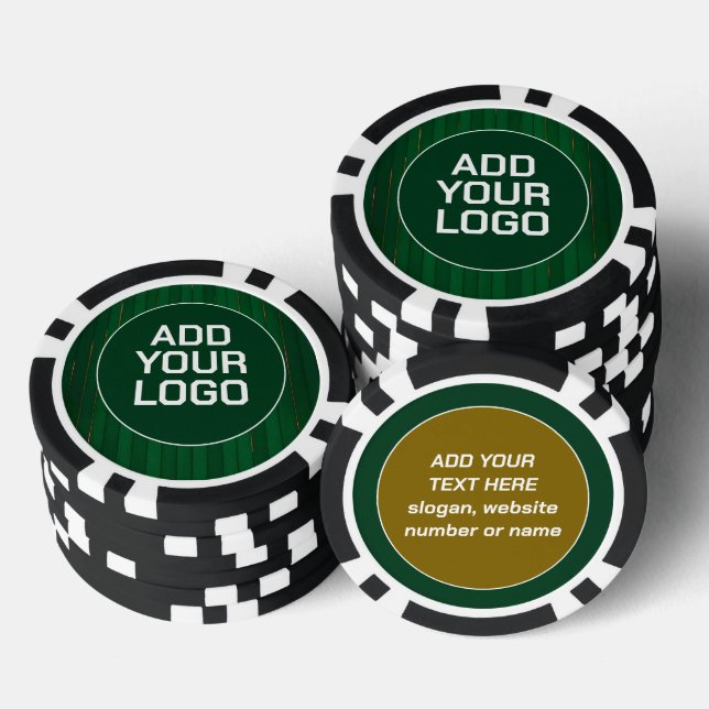 Luxury Trendy Green Gold Linen Texture Collection Poker Chips (Stack)