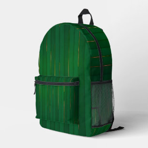 Luxury Trendy Green Gold Linen Texture Collection Printed Backpack