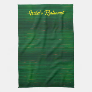 Luxury Trendy Green Gold Linen Texture Collection Tea Towel