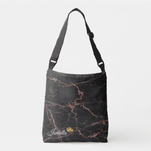 Luxury Trendy Marble Pink Black Add Text Crossbody Bag