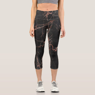 Luxury Trendy Marble Pink Black Capri Leggings