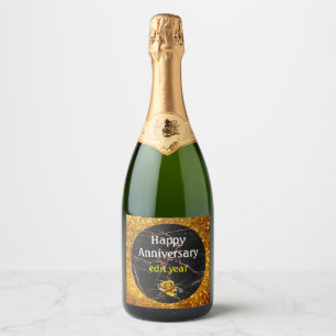 Luxury Trendy Marble Pink Black Customise Sparkling Wine Label