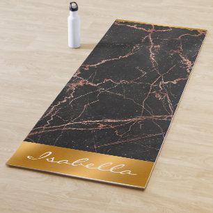 Luxury Trendy Marble Pink Black Customise Yoga Mat
