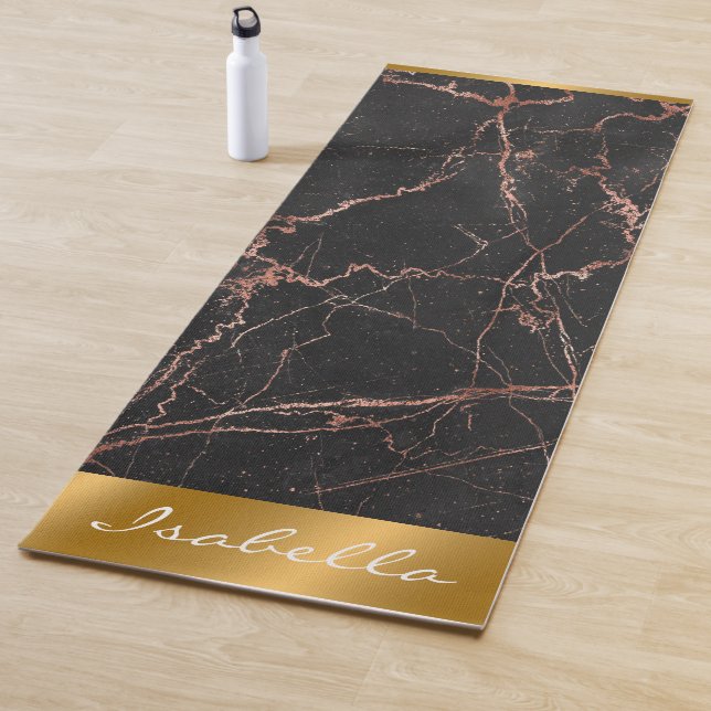 Luxury Trendy Marble Pink Black Customise Yoga Mat (In Situ)