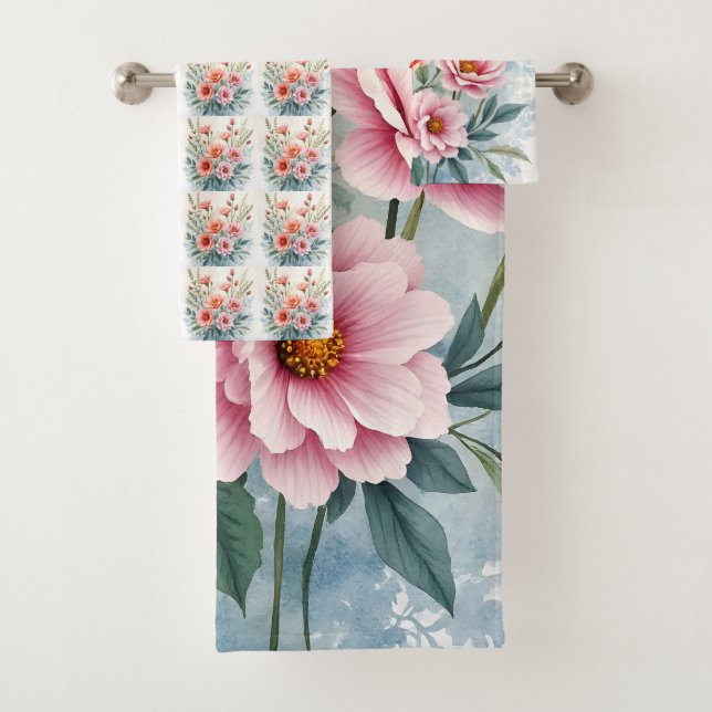 Luxury Trendy Wildflowers Beautiful Collection Bath Towel Set (Insitu)