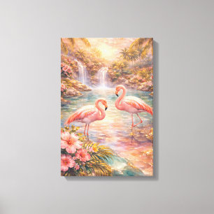 Luxury Tropical Flamingo Paradise Canvas Print