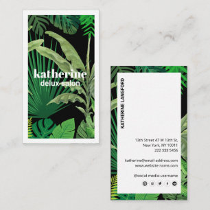 Luxury Tropical Modern Boutique & Salon Black Business Card