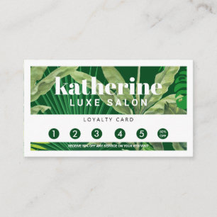 Luxury Tropical Modern Boutique & Salon Green Loyalty Card