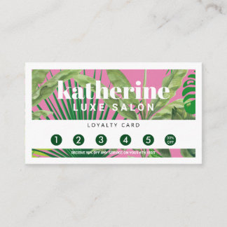 Luxury Tropical Modern Boutique & Salon Pink Loyalty Card