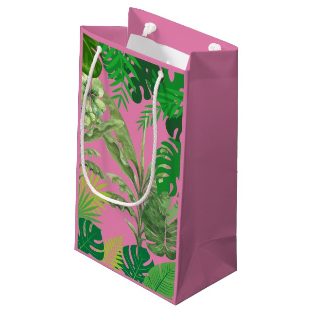 Luxury Tropical Modern Boutique & Salon Pink Small Gift Bag (Back Angled)