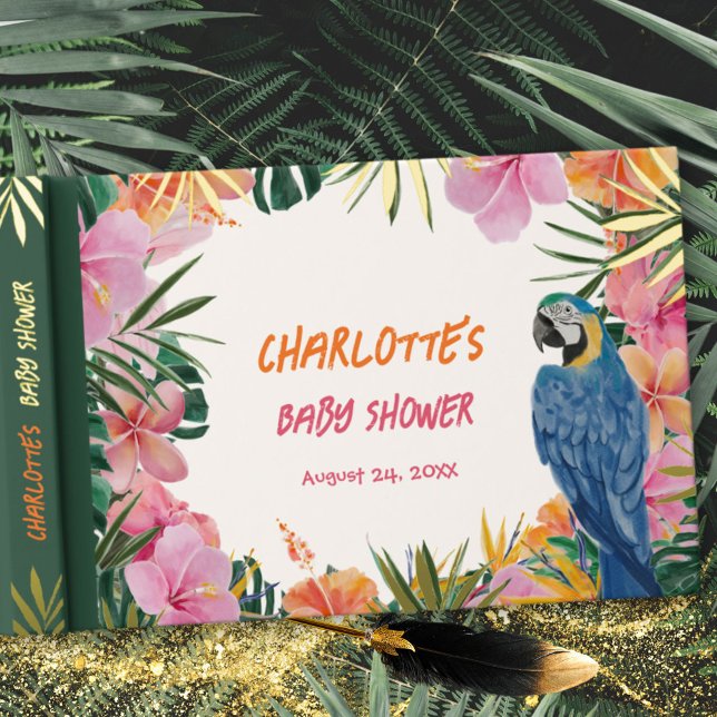 Luxury Tropical Parrot Watercolor Baby Shower Guest Book (Luxury Tropical Parrot Watercolor Baby Shower Foil Guest Book ©Susanne Sachers - Sunny Mind 🌞)