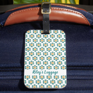 Luxury Turqouise Floral Luggage Tag