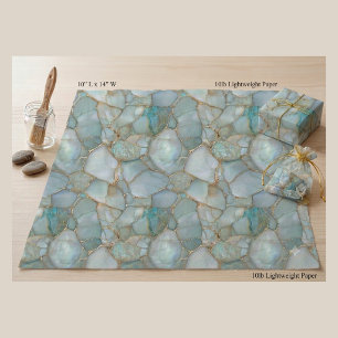 Luxury Turquoise Agate Geode Gold Veins Decoupage  Tissue Paper